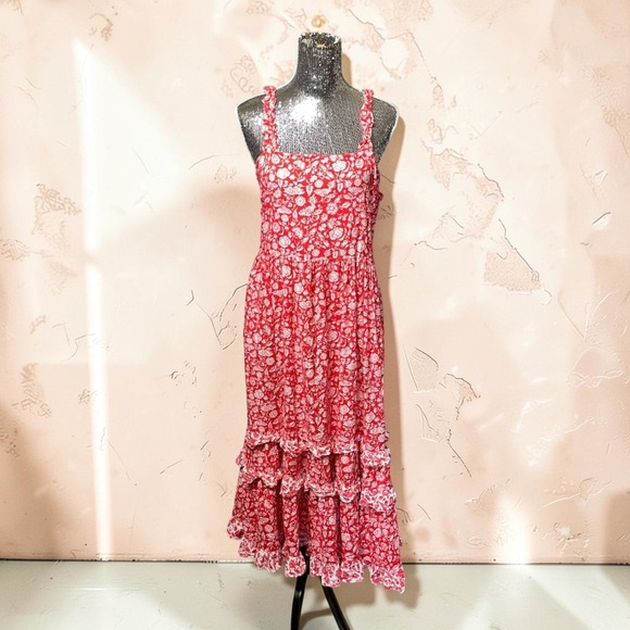 Universal Thread Dresses & Skirts - Universal Thread‎ Red Floral Tiered Maxi Dress XL Cottagecore Boho Prairie Flowy